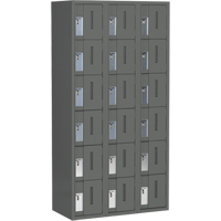 Concorde Heavy-Duty Lockers, 6 -tier, Bank of 3, 36" x 18" x 72", Steel, Charcoal, Welded (Assembled) Les Fournitures Industrielles Méga