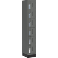 Concorde Heavy-Duty Lockers, 6 -tier, 12" x 18" x 76", Steel, Charcoal, Welded (Assembled) Les Fournitures Industrielles Méga