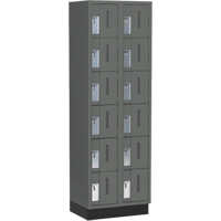 Concorde Heavy-Duty Lockers, 6 -tier, Bank of 2, 24" x 18" x 76", Steel, Charcoal, Welded (Assembled) Les Fournitures Industrielles Méga