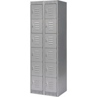Lockers, 6 -tier, Bank of 2, 24" x 18" x 72", Steel, Grey, Knocked Down Les Fournitures Industrielles Méga