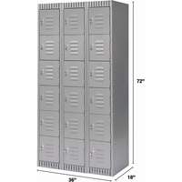 Lockers, 6 -tier, Bank of 3, 36" x 18" x 72", Steel, Grey, Knocked Down Les Fournitures Industrielles Méga
