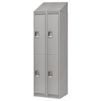 Lockers, 2 -tier, Bank of 2, 24" x 18" x 82", Steel, Grey, Knocked Down Les Fournitures Industrielles Méga