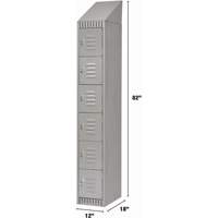 Lockers, 6 -tier, 12" x 18" x 82", Steel, Grey, Knocked Down Les Fournitures Industrielles Méga