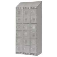 Lockers, 6 -tier, Bank of 3, 36" x 18" x 82", Steel, Grey, Knocked Down Les Fournitures Industrielles Méga