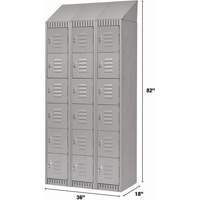 Lockers, 6 -tier, Bank of 3, 36" x 18" x 82", Steel, Grey, Knocked Down Les Fournitures Industrielles Méga