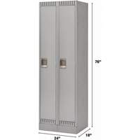 Lockers, Bank of 2, 24" x 18" x 76", Steel, Grey, Knocked Down Les Fournitures Industrielles Méga