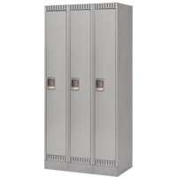 Lockers, Bank of 3, 36" x 18" x 76", Steel, Grey, Knocked Down Les Fournitures Industrielles Méga