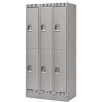 Lockers, 2 -tier, Bank of 3, 36" x 18" x 76", Steel, Grey, Knocked Down Les Fournitures Industrielles Méga