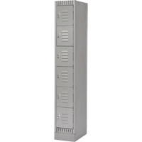 Lockers, 6 -tier, 12" x 18" x 76", Steel, Grey, Knocked Down Les Fournitures Industrielles Méga