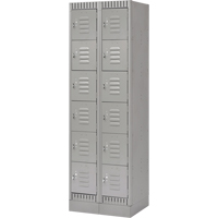 Lockers, 6 -tier, Bank of 2, 24" x 18" x 76", Steel, Grey, Knocked Down Les Fournitures Industrielles Méga