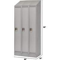 Lockers, Bank of 3, 36" x 18" x 86", Steel, Grey, Knocked Down Les Fournitures Industrielles Méga
