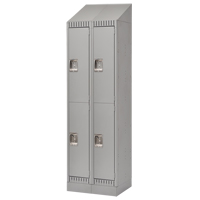 Lockers, 2 -tier, Bank of 2, 24" x 18" x 86", Steel, Grey, Knocked Down Les Fournitures Industrielles Méga