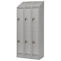 Lockers, 2 -tier, Bank of 3, 36" x 18" x 86", Steel, Grey, Knocked Down Les Fournitures Industrielles Méga