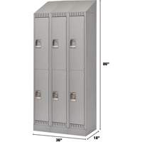 Lockers, 2 -tier, Bank of 3, 36" x 18" x 86", Steel, Grey, Knocked Down Les Fournitures Industrielles Méga