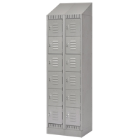 Lockers, 6 -tier, Bank of 2, 24" x 18" x 86", Steel, Grey, Knocked Down Les Fournitures Industrielles Méga