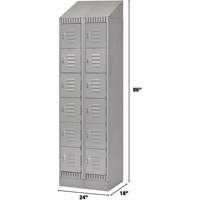 Lockers, 6 -tier, Bank of 2, 24" x 18" x 86", Steel, Grey, Knocked Down Les Fournitures Industrielles Méga