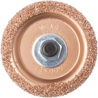 Roue de tamponnage et d'abrasion en carbure de tungst&egrave;ne avec adaptateur hexagonal pour tampon de pneu &agrave; basse vitesse, Diam&egrave;tre 2-3/5", 4,5" lo, 4" la, Hauteur 1,1" Les Fournitures Industrielles Méga