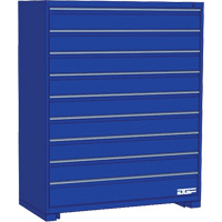 Modular Drawer Cabinet, 9 Drawers, 60" W x 24" D x 60" H, Blue Les Fournitures Industrielles Méga
