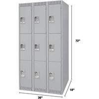 Casiers, 3 niveaux, Bloc de 3, 36" x 18" x 72", Acier, Gris, D&eacute;mont&eacute; Les Fournitures Industrielles Méga