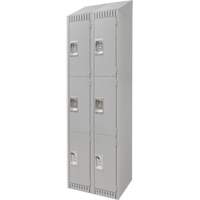 Lockers, 3 -tier, Bank of 2, 24" x 18" x 82", Steel, Grey, Knocked Down Les Fournitures Industrielles Méga