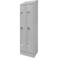 Lockers, 3 -tier, Bank of 2, 24" x 18" x 86", Steel, Grey, Knocked Down Les Fournitures Industrielles Méga