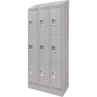 Lockers, 3 -tier, Bank of 3, 36" x 18" x 86", Steel, Grey, Knocked Down Les Fournitures Industrielles Méga