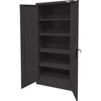Armoire d'entreposage, Acier, 4 Tablettes, 66" h x 30" la x 15" P, Noir Les Fournitures Industrielles Méga