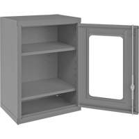 Armoire de rangement murale avec portes transparentes, 26-15/16" h x 18-1/8" la x 13-11/16" p, 2 tablettes, Acier, Gris Les Fournitures Industrielles Méga