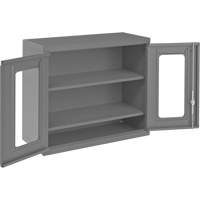 Armoire de rangement murale avec portes transparentes, 26-15/16" h x 29-7/8" la x 13-11/16" p, 2 tablettes, Acier, Gris Les Fournitures Industrielles Méga