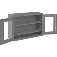 Armoire de rangement murale avec portes transparentes, 26-15/16" h x 35-7/8" la x 13-11/16" p, 2 tablettes, Acier, Gris Les Fournitures Industrielles Méga