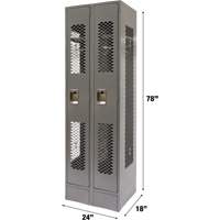Casiers ventil&eacute;s, Bloc de 2, 24" x 18" x 78", Acier, Gris, D&eacute;mont&eacute;, Perfor&eacute; Les Fournitures Industrielles Méga