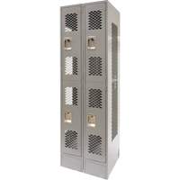 Casiers ventil&eacute;s, 2 niveaux, Bloc de 2, 24" x 18" x 78", Acier, Gris, D&eacute;mont&eacute;, Perfor&eacute; Les Fournitures Industrielles Méga