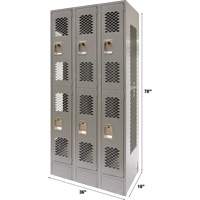 Casiers ventil&eacute;s, 2 niveaux, Bloc de 3, 36" x 18" x 78", Acier, Gris, D&eacute;mont&eacute;, Perfor&eacute; Les Fournitures Industrielles Méga