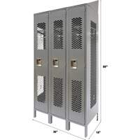 Casiers ventil&eacute;s, Bloc de 3, 36" x 18" x 88", Acier, Gris, D&eacute;mont&eacute;, Perfor&eacute; Les Fournitures Industrielles Méga