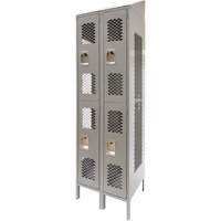 Casiers ventil&eacute;s, 2 niveaux, Bloc de 2, 24" x 18" x 88", Acier, Gris, D&eacute;mont&eacute;, Perfor&eacute; Les Fournitures Industrielles Méga