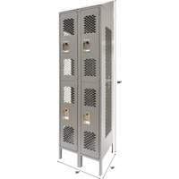 Casiers ventil&eacute;s, 2 niveaux, Bloc de 2, 24" x 18" x 88", Acier, Gris, D&eacute;mont&eacute;, Perfor&eacute; Les Fournitures Industrielles Méga