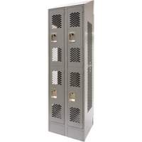 Casiers ventil&eacute;s, 2 niveaux, Bloc de 2, 24" x 18" x 88", Acier, Gris, D&eacute;mont&eacute;, Perfor&eacute; Les Fournitures Industrielles Méga