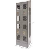 Casiers ventil&eacute;s, 2 niveaux, Bloc de 2, 24" x 18" x 88", Acier, Gris, D&eacute;mont&eacute;, Perfor&eacute; Les Fournitures Industrielles Méga