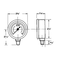 Manom&egrave;tres,  2-1/2", 30" Hg-0" Vac, Fixation inf&eacute;rieure, Analogique rempli de liquide Les Fournitures Industrielles Méga