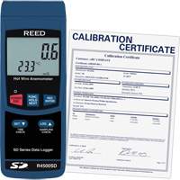 Thermo-an&eacute;mom&egrave;tres &agrave; fil chaud avec enregistrement de donn&eacute;es et certificat de calibration, Enregistrement des donn&eacute;es, Gamme de v&eacute;locit&eacute; d'air de 0,2 - 25 m/sec Les Fournitures Industrielles Méga