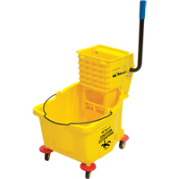 Seau et essoreuse pour vadrouille, Pression lat&eacute;rale, 9,5 gal. US (38 pintes), Jaune Les Fournitures Industrielles Méga