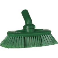 Brosse de lavage aliment&eacute;e en eau et &agrave; angle r&eacute;glable, Soies Doux, Longueur de 9-1/4", Vert Les Fournitures Industrielles Méga