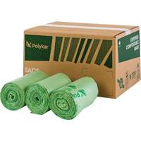 Certified Compostable Bags, Regular, 17" L x 17" W, Green, 10 L (3 Gal.) Capacity Les Fournitures Industrielles Méga