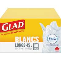 Tall 45L Febreze Garbage Bags, Regular, 24" W x 28" L, White Les Fournitures Industrielles Méga