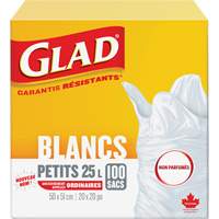 Small 25L Unscented Garbage Bags, Regular, 20" W x 20" L, White Les Fournitures Industrielles Méga