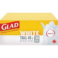 Tall 45L Unscented Garbage Bags, Regular, 24" W x 28" L, White Les Fournitures Industrielles Méga