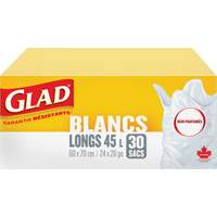 Tall 45L Unscented Garbage Bags, Regular, 24" W x 28" L, White Les Fournitures Industrielles Méga