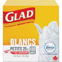 Petits sacs &agrave; ordures 25 L avec Febreze, R&eacute;gulier, 20" la x 20" lo, Blanc Les Fournitures Industrielles Méga