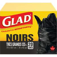 Sacs &agrave; ordures 135 L, R&eacute;gulier, 31" la x 42" lo, Noir Les Fournitures Industrielles Méga