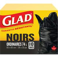 Sacs &agrave; ordures 74 L, R&eacute;gulier, 26" la x 33" lo, Noir Les Fournitures Industrielles Méga